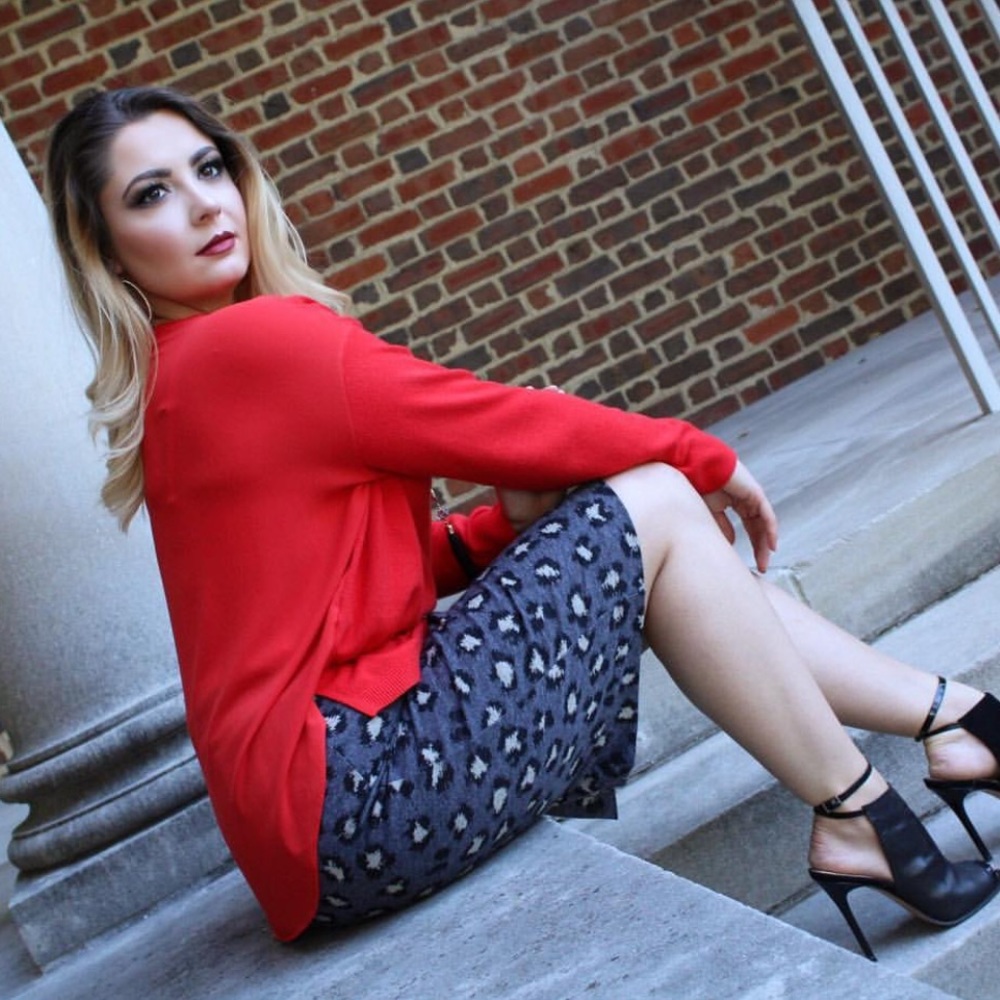 Loft Red Sweater with Flowing Back